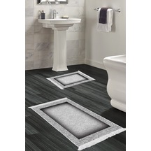 Eko Trend Djt 2 Li Yıkanabilir Kaymaz Taban Banyo Paspas Klozet Takımı 767 Bordürlü Bordo 60 X 100 - 50 X 60 gri