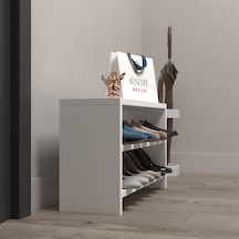 Kenzlife Ayakkabılık Mısri Mat Beyaz Suntalam 035 060 20 Altı Çift Ayakkabı Kapasitesi Arkalıksız Beyaz