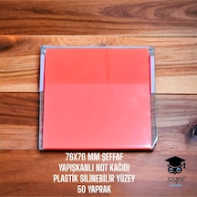 Turuncu 76x76 Mm Şeffaf Yapışkanlı Not Kağıdı Plastik Silinebilir Yüzey 50 Yaprak