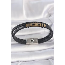 316l Çelik Gold Renk Örümcek Figür Çift Sıra Burgu Desenli Deri Kordon Erkek Bileklik - Özel Seri Bzsurn010109