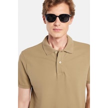 Tudors Erkek Slim Fit Dar Kesim %100 Pamuk Haki Polo Yaka Tişört-32796 Haki