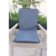 6 Adet Rattan Arkalıklı Sandalye Minderi Kalınlık 4cm - K.gri Koyu Gri
