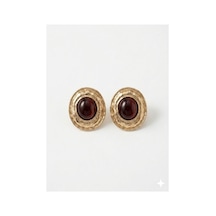 Bordo Taşlı Gold Çelik Küpe Bordo - 868799360 Bordo