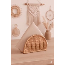 Boho El Yapımı Rattan Peçetelik - Masa Üstü Ve Mutfak İçin Doğal Hasır Peçete Tutucu, Bohem Ev Dekoru, Yarım Ay Tasarım Dikey Peçete Standı Çok Renkli