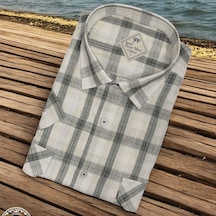 Linen Keten Klasik %100 Cotton Kısa Kollu Terletmeyen İki Cepli Kapaklı Beyaz Gömlek Regular Kalıp -10196 Beyaz
