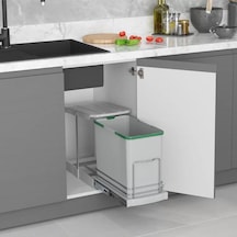 Raylı Plastik Gövde Çöp Kovası 24 Lt.-gri Çok Renkli Tek Ebat Zsx S-2571-g