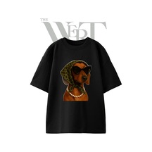 Thewert Dachshund Chic Tasarım Baskılı Ünisex Siyah Oversize T-shirt