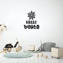 Hdrlazerdizayn Ahşap Güneş Ve 'Hello World' Duvar Yazısı Seti