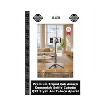Premium Tripod Çok Amaçlı Kumandalı Selfie Çubuğu Q12 Siyah Anı Tutucu Aparat
