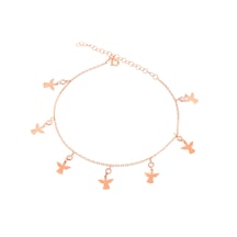 Brezza Lusso Jewelry Melek Model Sallantılı Taşlı Gümüş Kadın Ayak Halhal Rose