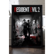 Resident Evil 2 Siyah Ahşap Çerçeveli Poster, Dekoratif Oyun Duvar Tablosu