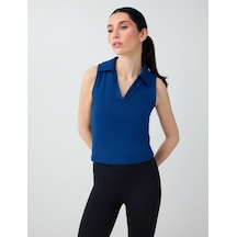 Jimmy Key Kobalt Polo Yaka Kolsuz Dar Kesim Örme Bluz 6sw036794165
