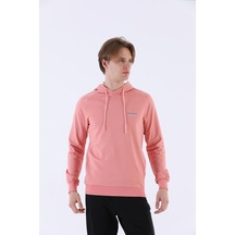 Maraton Sportswear Regular Erkek Kapşonlu Uzun Kol Basic Gül Sweatshirt 21219-gül
