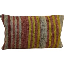 Zehra Abla Halı Yeni El Dokuma Dekoratif Lumbar Kilim Kırlent Yastık Kılıfı 6111