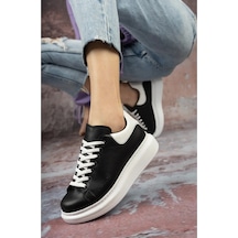 Erceka Günlük Sneaker Kadın Spor Ayakkabı Bağcıklı Beyaz-siyah-mavi-gümüş-gold-sarı Beyaz - Siyah