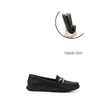 Gönderi(R) Gönderi R Siyah Tokalı Rok Hakiki Deri Comfort Loafer Siyah