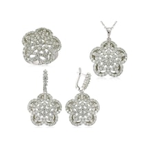 Gümüş Çiçek Bayan Set St1270081 Gümüş
