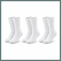 Bezos Unisex Beyaz Soket Çorap 3'lü Set %80 Pamuk Dikişsiz Burun Takviyeli Esnek Günlük Spor Çorabı Konfor Ventra