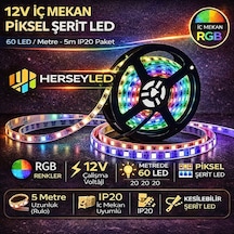 12v Piksel Şerit Led İç Mekan Ip20 60 Led/ Metre Ws2811 Pixel Led