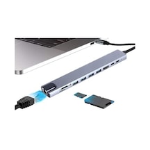 Type C Hub, 10 İn 1 4 Adet 3.0 Usb Çoklayıcı,4k Hdmi Bağlantısı,sd Tf Kart Okuyucu,rj45 Ethernet,2 Adet Usb C Pc Bağlantı Girişli Adaptörü İle Uyumlu Zr795