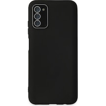 Galaxy Uyumlu A03s Kılıf Lansman Glass Kapak - Siyah Düz Renkli