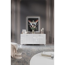 DUBAİ KONSOL MDF MEBRAN KAPAK BEYAZ GÜMÜŞ
