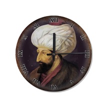 Fatih Sultan Mehmet Metal Zeminde Analog Duvar Saati Çok Renkli