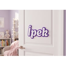 Kişiye Özel Isimlik Kapı Süsü Pla Harf Yazı - Bebek & Çocuk Odası Duvar Dekoru Mor