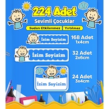 Sevimli Çocuklar Temalı Okul Kreş Kişiye Özel İsim Etiketi - Model 611 Çok Renkli