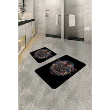 Siyah Hayvan Temalı Banyo Halısı Klozet Paspas Seti Bs275n11