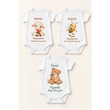 Babylimon İsme Özel 3 Lü Bebek Zıbın Seti Teyzemin Minik Sevgisi Kısa Kollu Beyaz %100 Pamuk Beyaz - 928243216 Beyaz