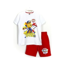 Erkek Çocuk Paw Patrol Baskılı Alt Üst Takım Beyaz Kırmızı Beyaz