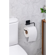 Kare Yapışkanlı Siyah Açık Tuvalet Kağıtlığı Wc Kağıtlık Tutucu Siyah