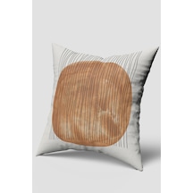 Beyaz Siyah Çizgili Bohem Kırlent Kılıfı Krem