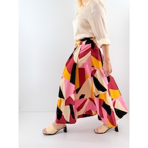 Modaonna Geometrik Desen Maxi Poplin Etek