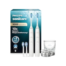 Philips Sonicare Diamondclean 9000 Elektrikli Diş Fırçası, İkili Paket, Uygulama Dahil Sonik Teknolojili Diş Fırçası, Basınç Sensörü, 4 Fırçalama Modu, 3 Yoğunluk Seviyesi, Şarj Camı, Beyaz, Model Hx9914/62