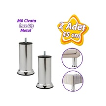 2 Adet Metal Destek Ayağı 15 Cm Krom Mobilya Kanepe Baza Koltuk Ünite Ayakları Metrik 8 Civatalı İnce Diş