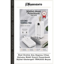 Özel Üretim Güç Deposu Cihaz Dolumu Mobil Enerji Powerbank Dijital Göstergeli Trm1035 Beyaz Çok Renkli