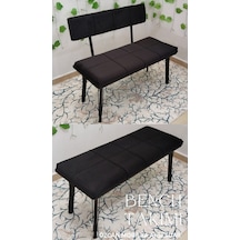 Özcan Metal Siyah Özel Tasarım Metal Ayaklı Bench Mutfak Salon Antre Yatak Odası Puf Bank Oturak Takımı Siyah