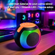 8w Rgb Led Işıklı Güçlü Baslı Kablosuz Hoparlör