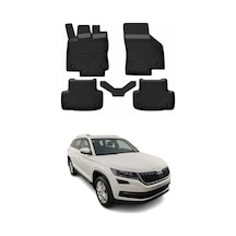 Skoda Kodiaq 1 2017-2024 Uyumlu 4d Havuzlu Paspas Kauçuk Siyah 5 Parça