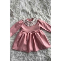 Pembe Triko Kışlık Kız Çocuk Bebek Elbise 001