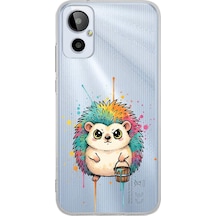 General Mobile 23se İle Uyumlu Splash Kirpi Tasarımlı Şeffaf Silikon Kılıf 051f