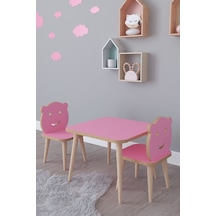 Bambi Yaz Sil Yüzey Çocuk Masa Sandalye Takımı 1 Aktivite Oyun Masası 2 Sandalye - Pembe
