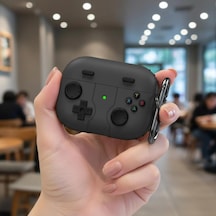 Caseonn Kılıf Retro Gamepad Siyah Siyah Samsung Galaxy Buds 3 Pro İle Uyumlu