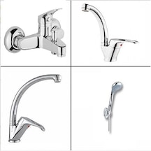 4'lü Aç Kapa Lavabo + Mutfak + Banyo Bataryası + Duş Seti Krom