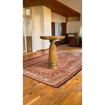 Simillo Wooden Ahşap Tekli Mantar Yan Sehpa Modern Koyu Ceviz Renkli Fiskos Kahverengi
