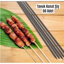 Tavuk Kanat Şişi 50 Adet-yassı Silme Demir-tavuk Şişi Boy 60cm