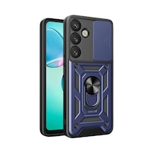 Galaxy S25 Plus Kılıf Pars Lens Yüzüklü Silikon - Lacivert
