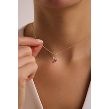 925 Ayar Gümüş Rose Kaplama Minimal Kiraz Kolye Rose Gold